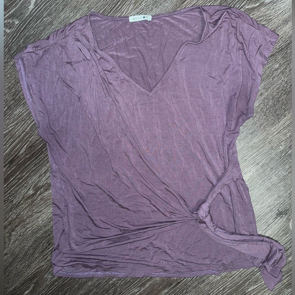 Beacon tie front purple tee xl pre loved adjustable tie